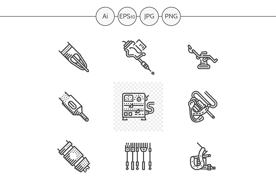 Tattoo equipment black icons. Set 2 in Graphics - product preview 8