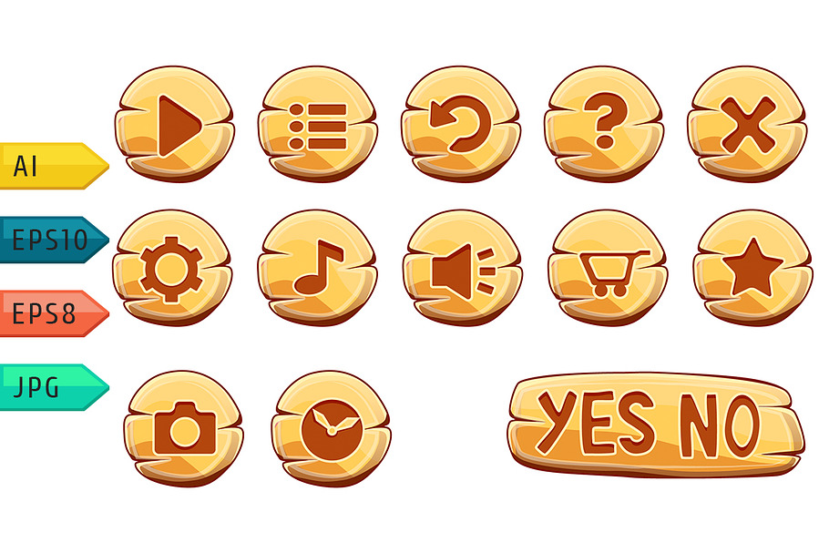Set of gold round vector buttons. in Graphics - product preview 8