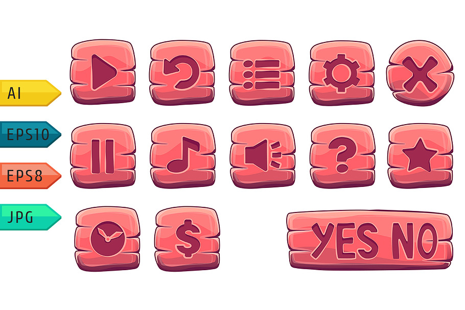Set of red square vector buttons. in Graphics - product preview 8