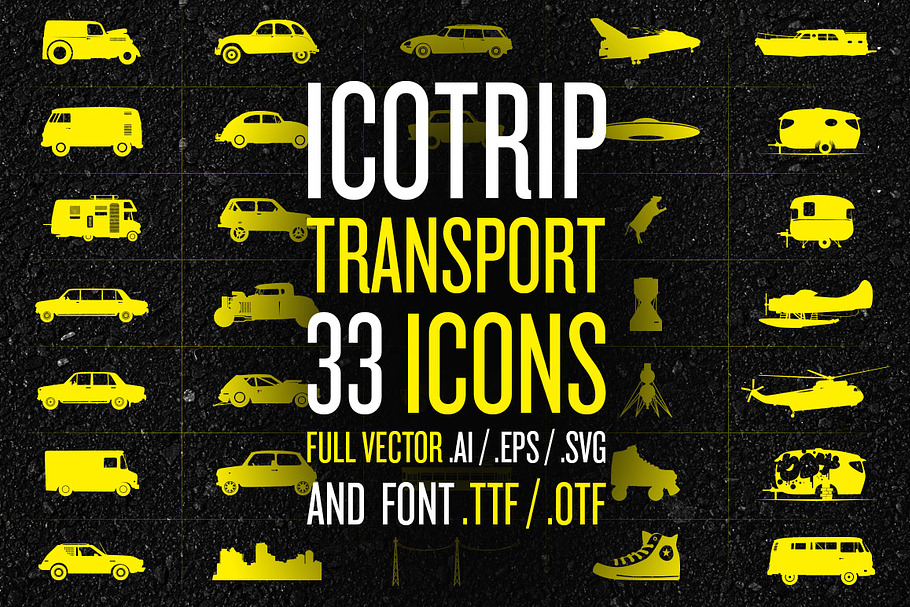 ICOTRIP - Transport bundle icon+font in Illustrations - product preview 8