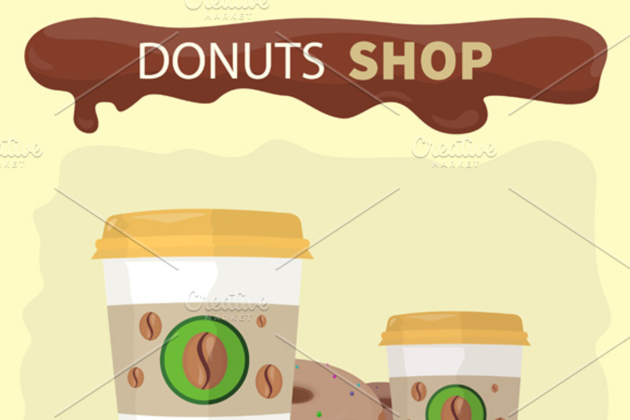 Sweet Donuts Set Design Flat Food in Illustrations - product preview 8