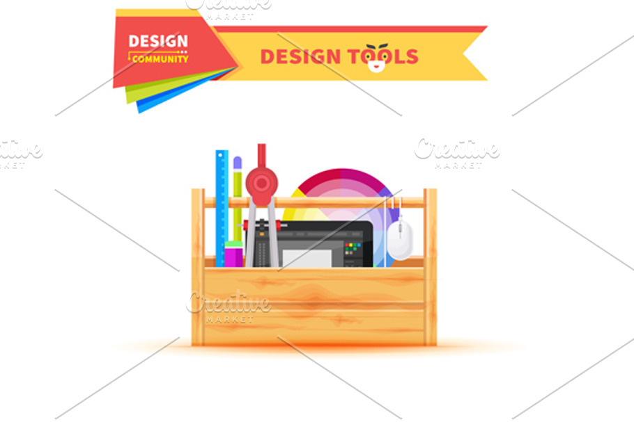 Design Tools in Wood Box Graphic