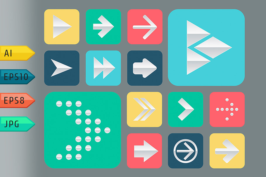 Set of papper arrow icons. in Graphics - product preview 8