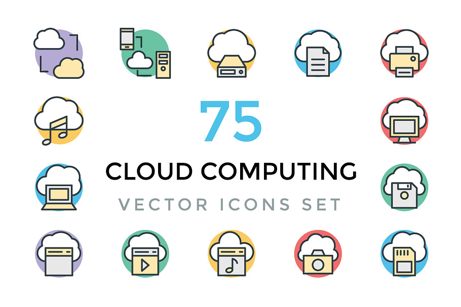 75 Cloud Computing Vector Icons 