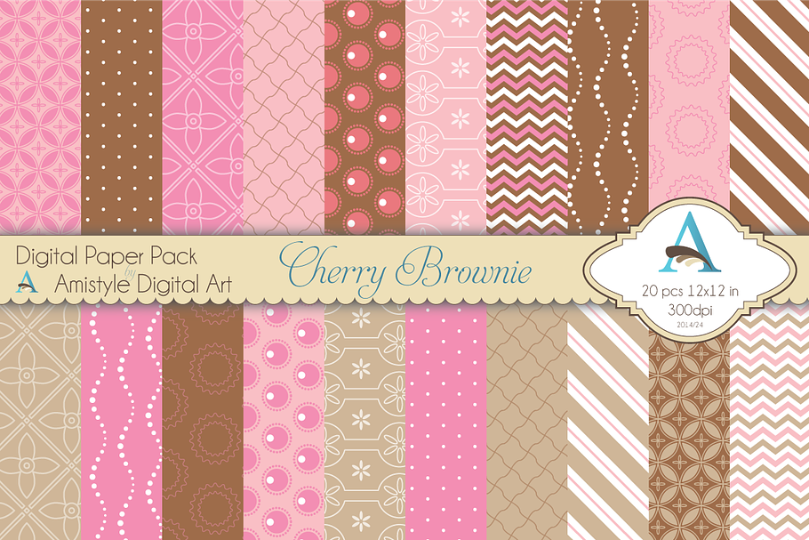 Cherry Brownie Digital Paper Set