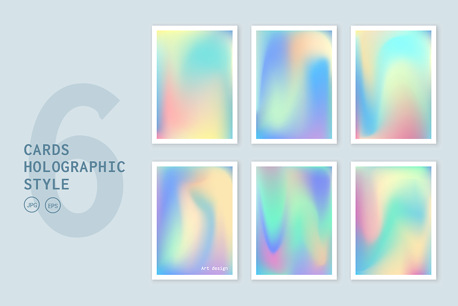 Cards holographic backgrounds set