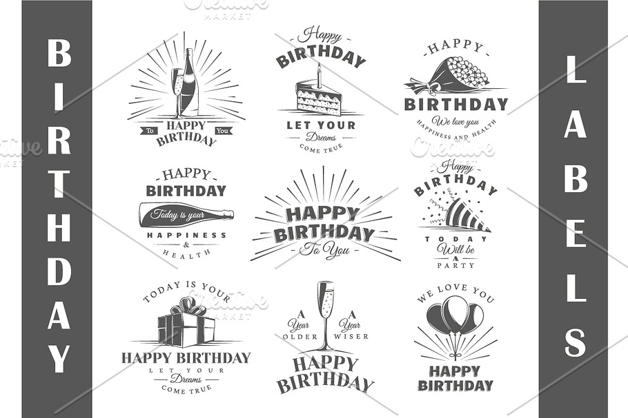 9 Birthday labels templates