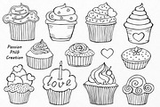 Doodle Cupcakes Clip art