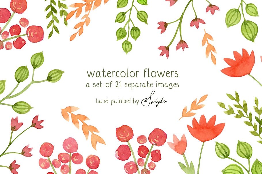 Watercolor Flowers, Floral in Illustrations - product preview 8