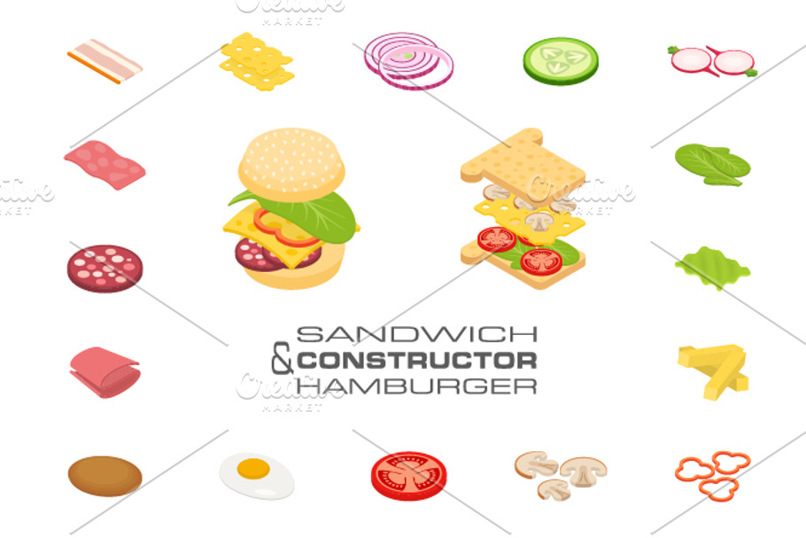 Constructor sandwich and hamburger in Illustrations - product preview 8