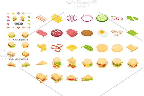 Constructor sandwich and hamburger in Illustrations - product preview 3