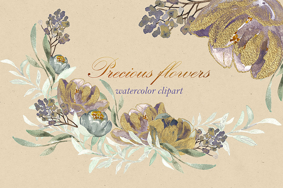 Precious flowers. Watercolor clipart in Illustrations - product preview 8