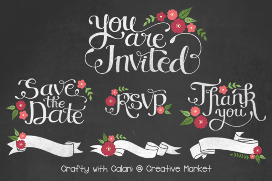 Chalkboard Wedding Calligraphy in Illustrations - product preview 8