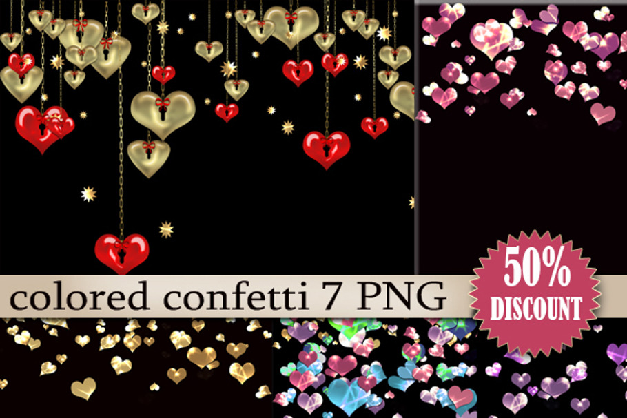 SALE Clipart Color confetti Heart  in Textures - product preview 8