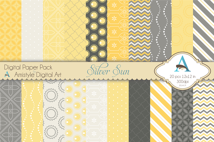 Silver Sun Digital Paper Set