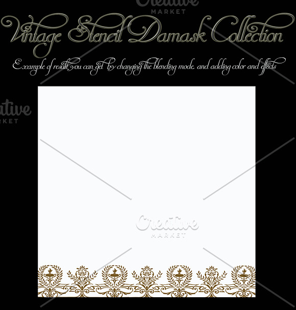 Vintage Stencil Damask Clipart Set in Illustrations - product preview 2