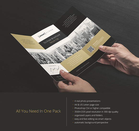 Tri-fold Brochure Mock-Up in Print Mockups - product preview 2