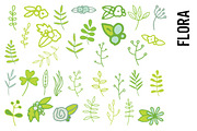 Flora Clipart - Leaves and Flowers