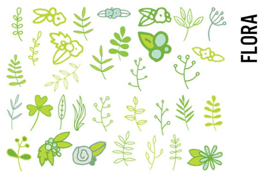 Flora Clipart - Leaves and Flowers in Illustrations - product preview 8