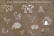 Cute Farms Animals - Hand Drawn
