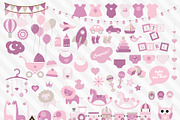Pink Baby Shower Vector Clipart