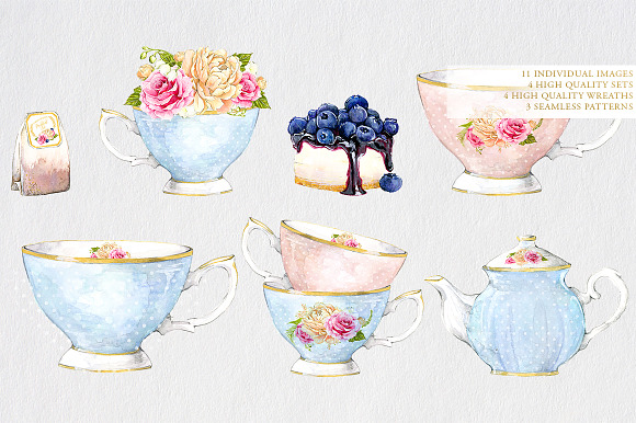 Tea Party Clip Art in Illustrations - product preview 1