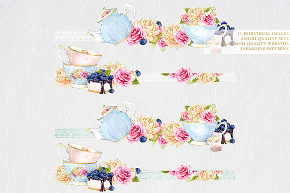 Tea Party Clip Art in Illustrations - product preview 5