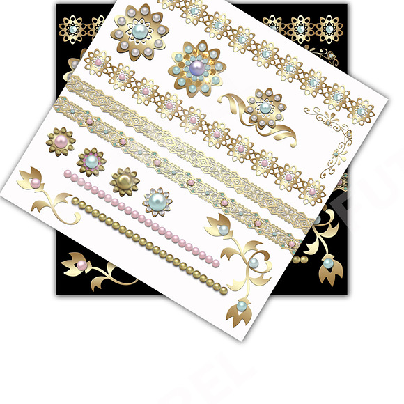 50% OFF SALE Gold and Pearls clipart in Objects - product preview 1