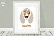 Basset hound dog breeds print art