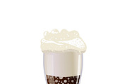 Full glass of cola with foam