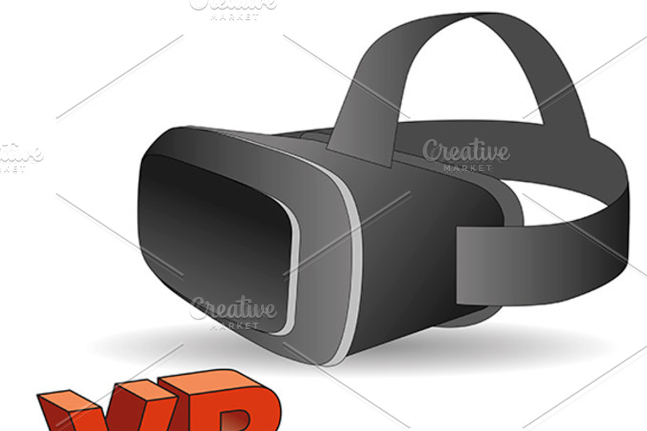 Virtual reality headset in black.