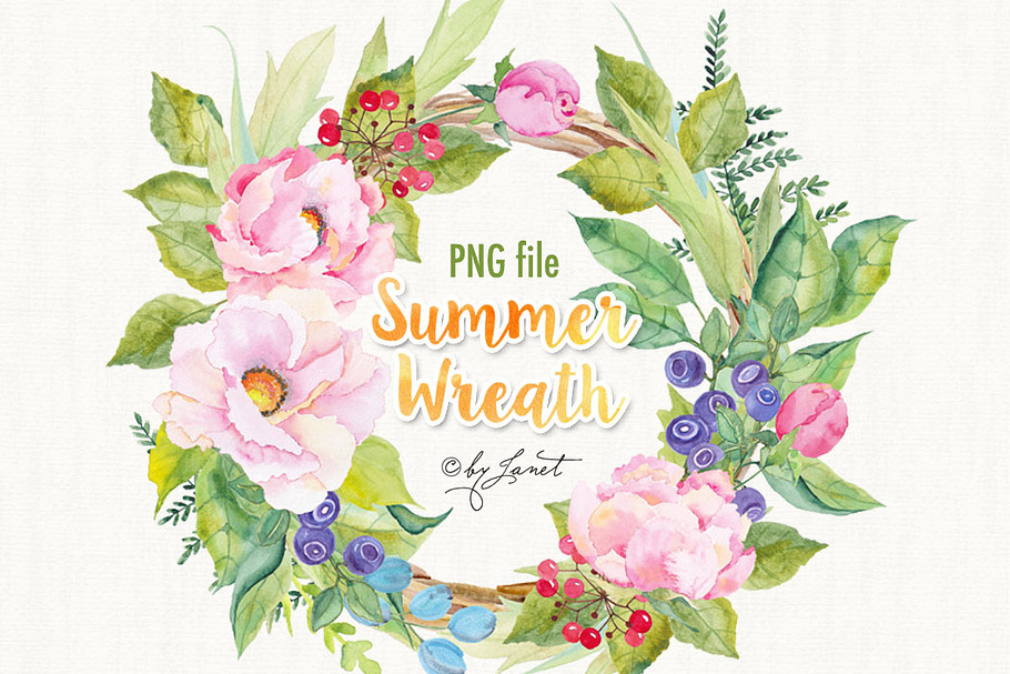 Summer Wreath Watercolor