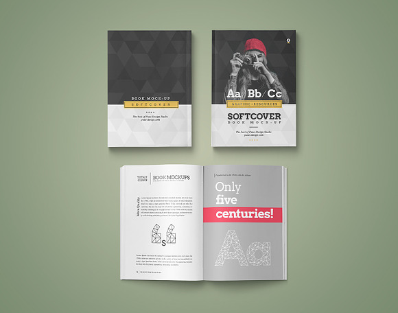 Book Mock-Up / Softcover Edition in Print Mockups - product preview 4