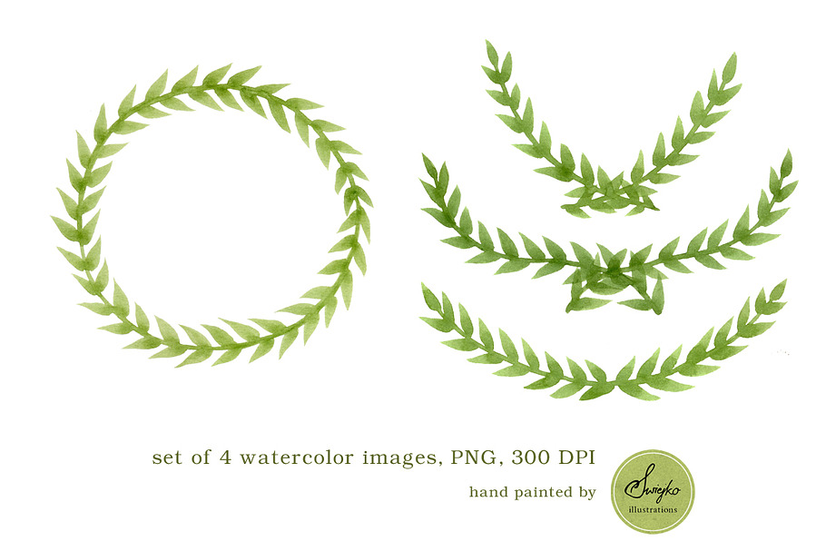 Watercolor Frames , Foliage in Illustrations - product preview 8