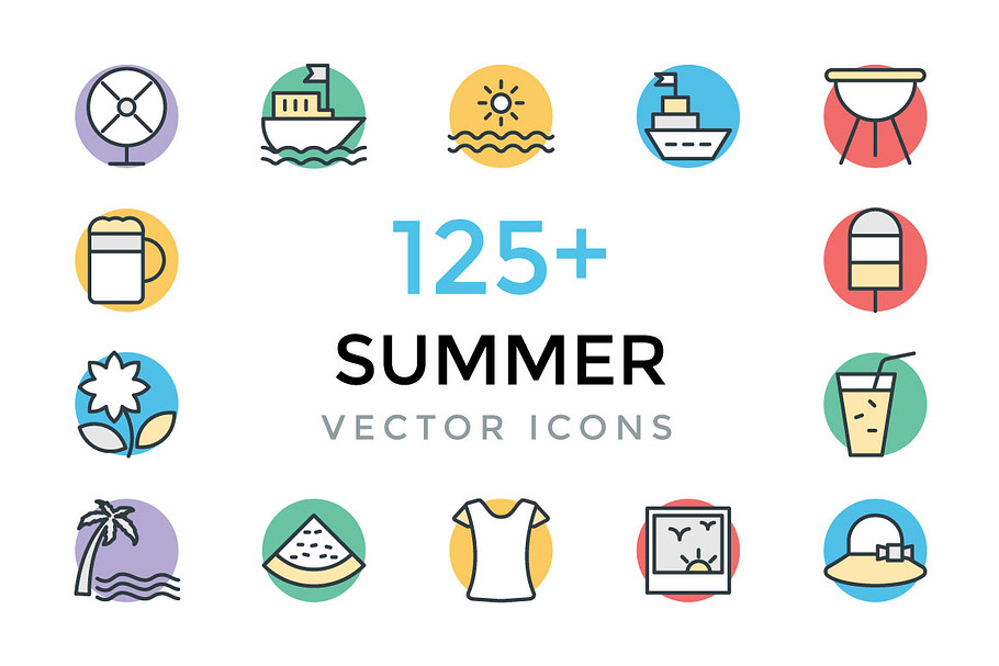 125+ Summer Vector Icons 