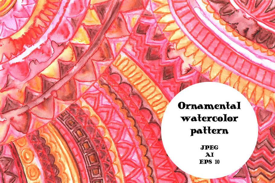 Watercolor ornamental background in Patterns - product preview 8