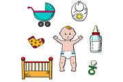 Colorful childish and baby icons