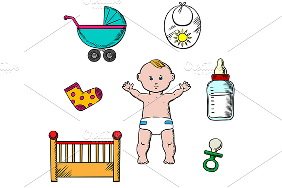 Colorful childish and baby icons in Graphics - product preview 8