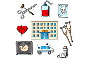 Hospital and medicine icons