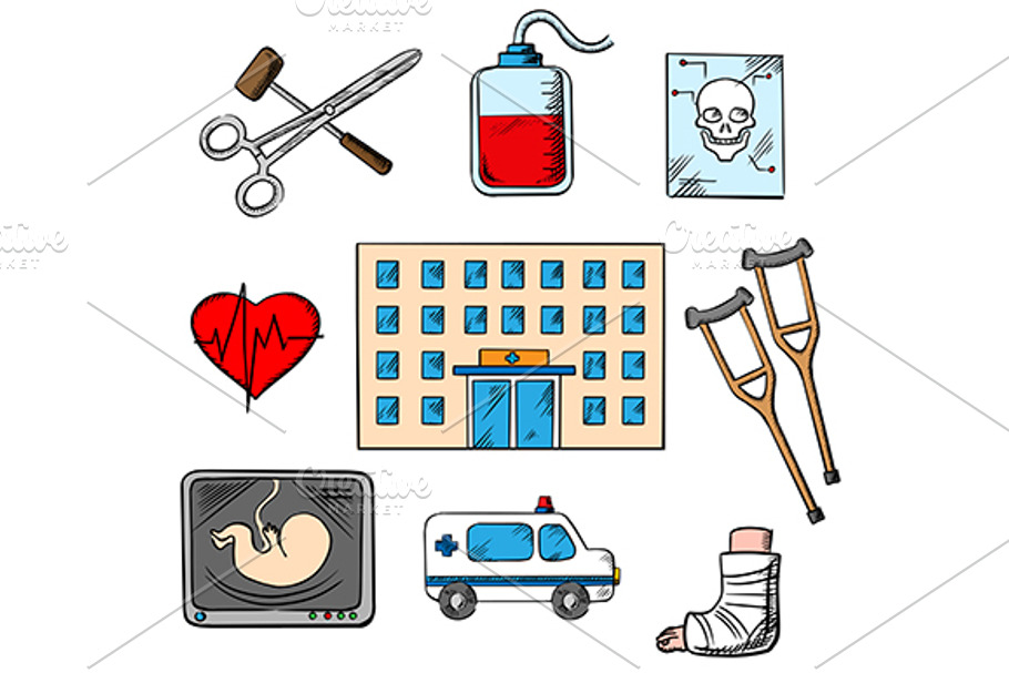 Hospital and medicine icons in Graphics - product preview 8