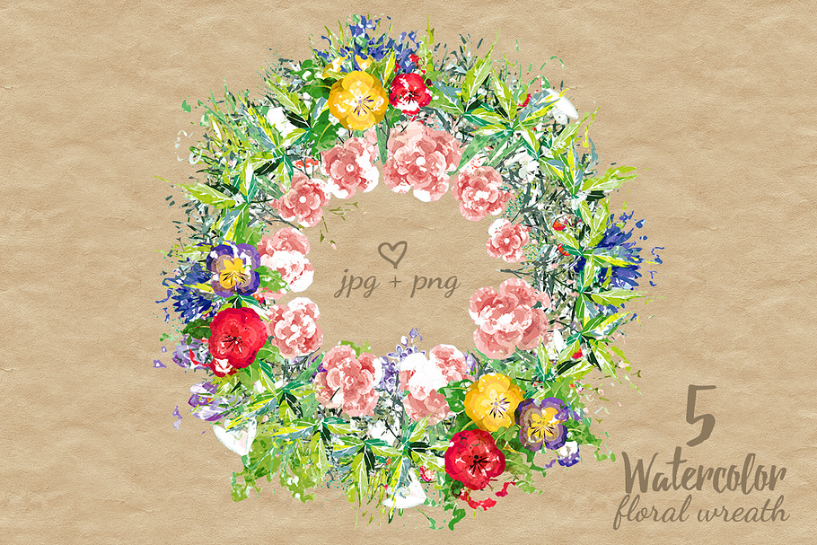 Watercolor floral wreath in Illustrations - product preview 8