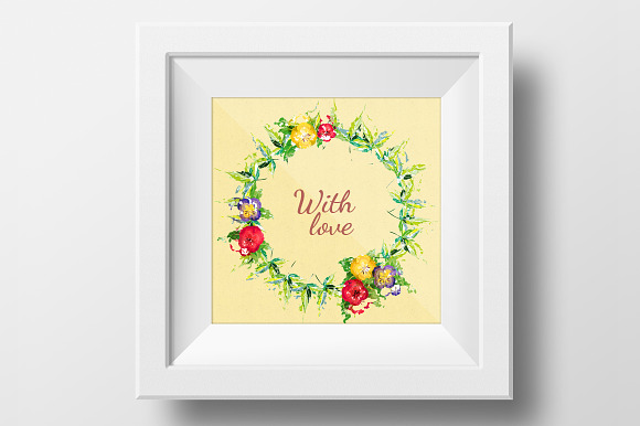 Watercolor floral wreath in Illustrations - product preview 6