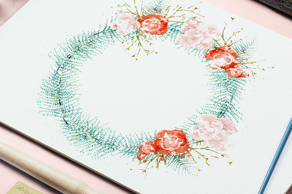Watercolor floral wreath in Illustrations - product preview 7