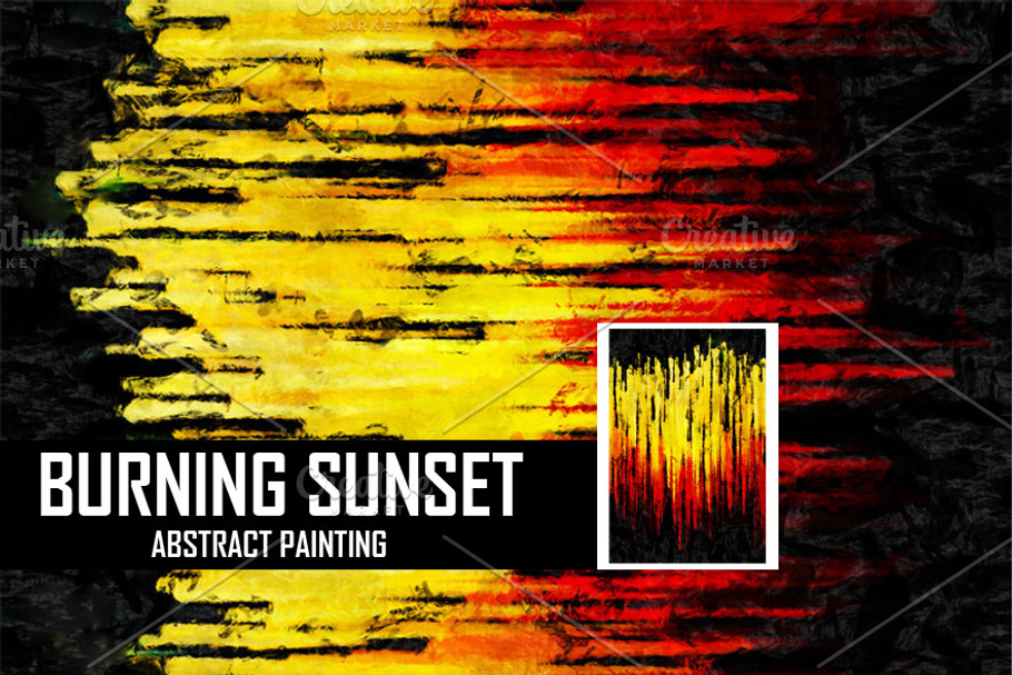 abstract sunset painting in Illustrations - product preview 8