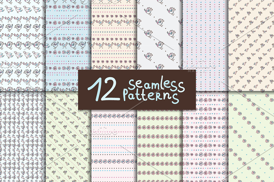 12 seamless hand-drawn patterns. in Patterns - product preview 8
