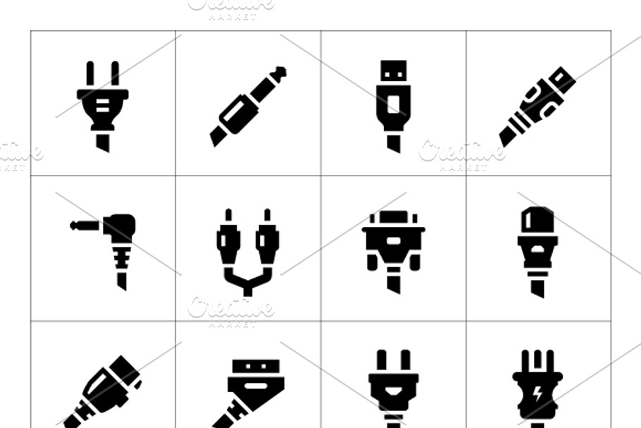 Set icons of plugs and connectors in Graphics - product preview 8