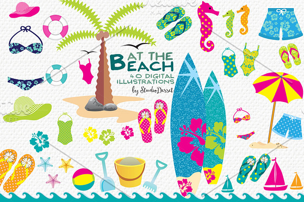 At the Beach - Summer Cliparts