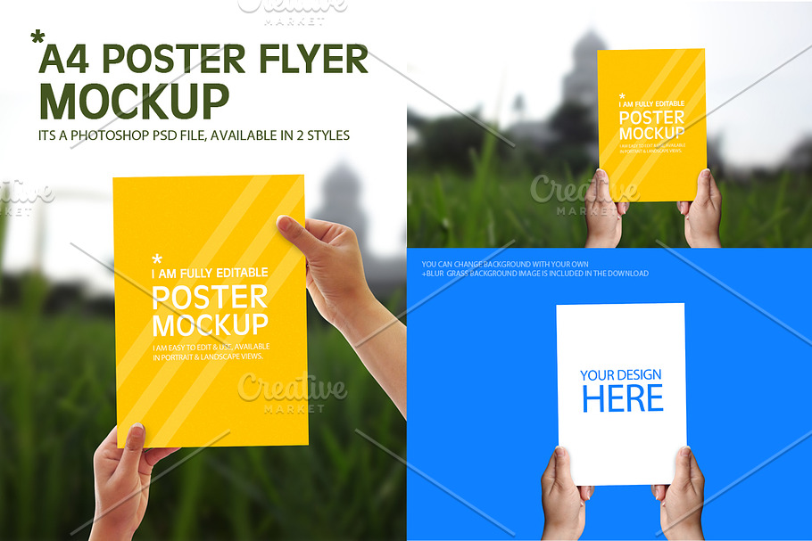 A4 Poster Flyer Mockups in Print Mockups - product preview 8