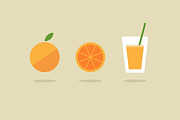 Fresh orange juice icon set