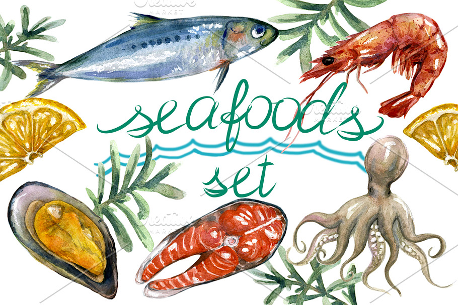 Sea Food Set in Illustrations - product preview 8